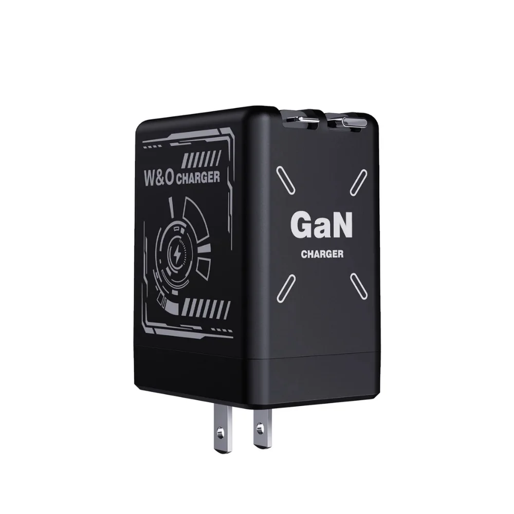 W&O 2 in 1 Gan Charger Retractable Type C Lightening Iphone Fast Charging